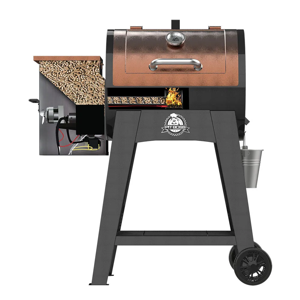 Parrilla de pellets de madera Pit Boss Lexington con superficie de cocción de 540 pulgadas cuadradas, placa de cocción y termómetro para carne
