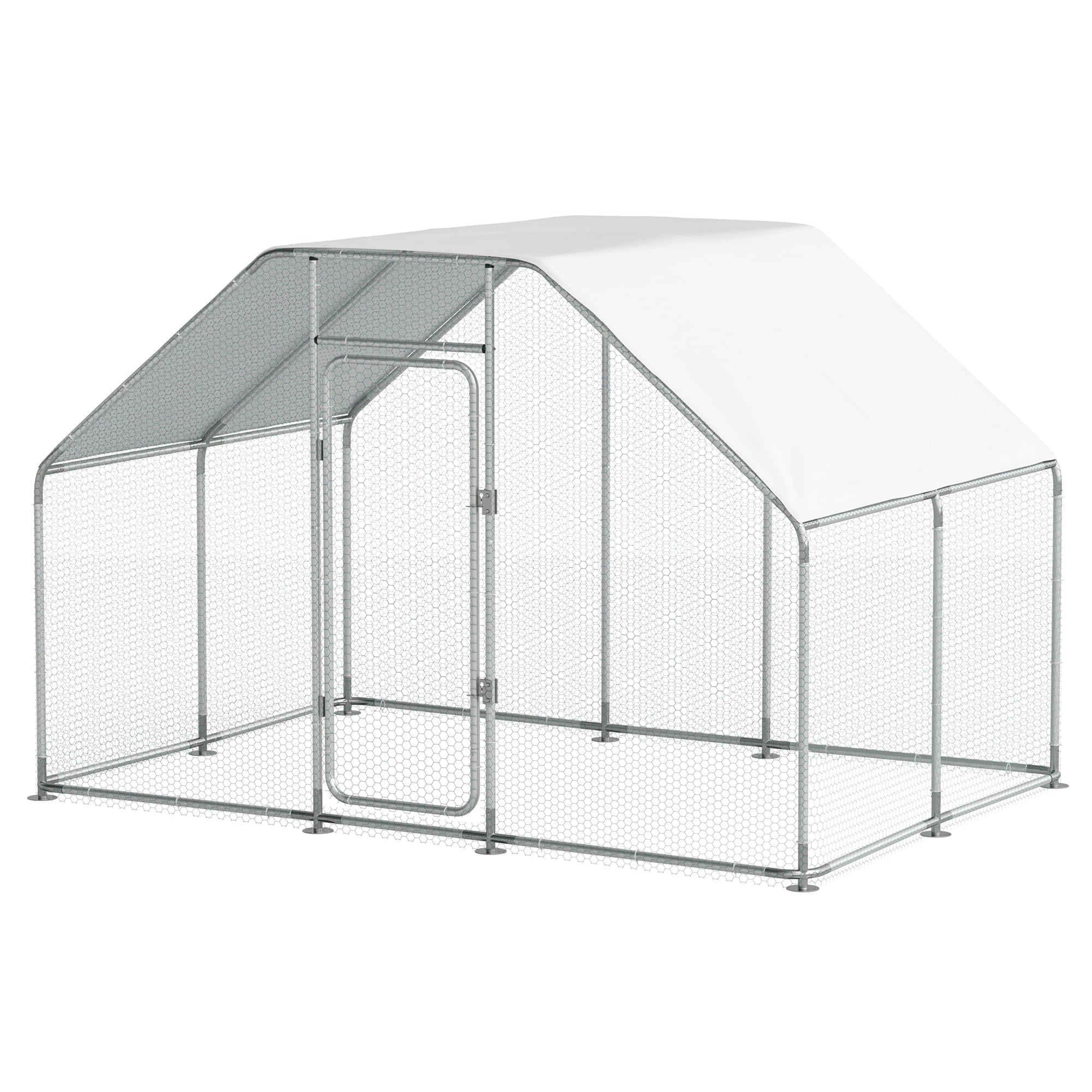 2026 Gran Jaula de Metal para Pollos en Espiral con Cubierta Impermeable y Anti-UV para Exteriores – Capacidad para 16 Aves