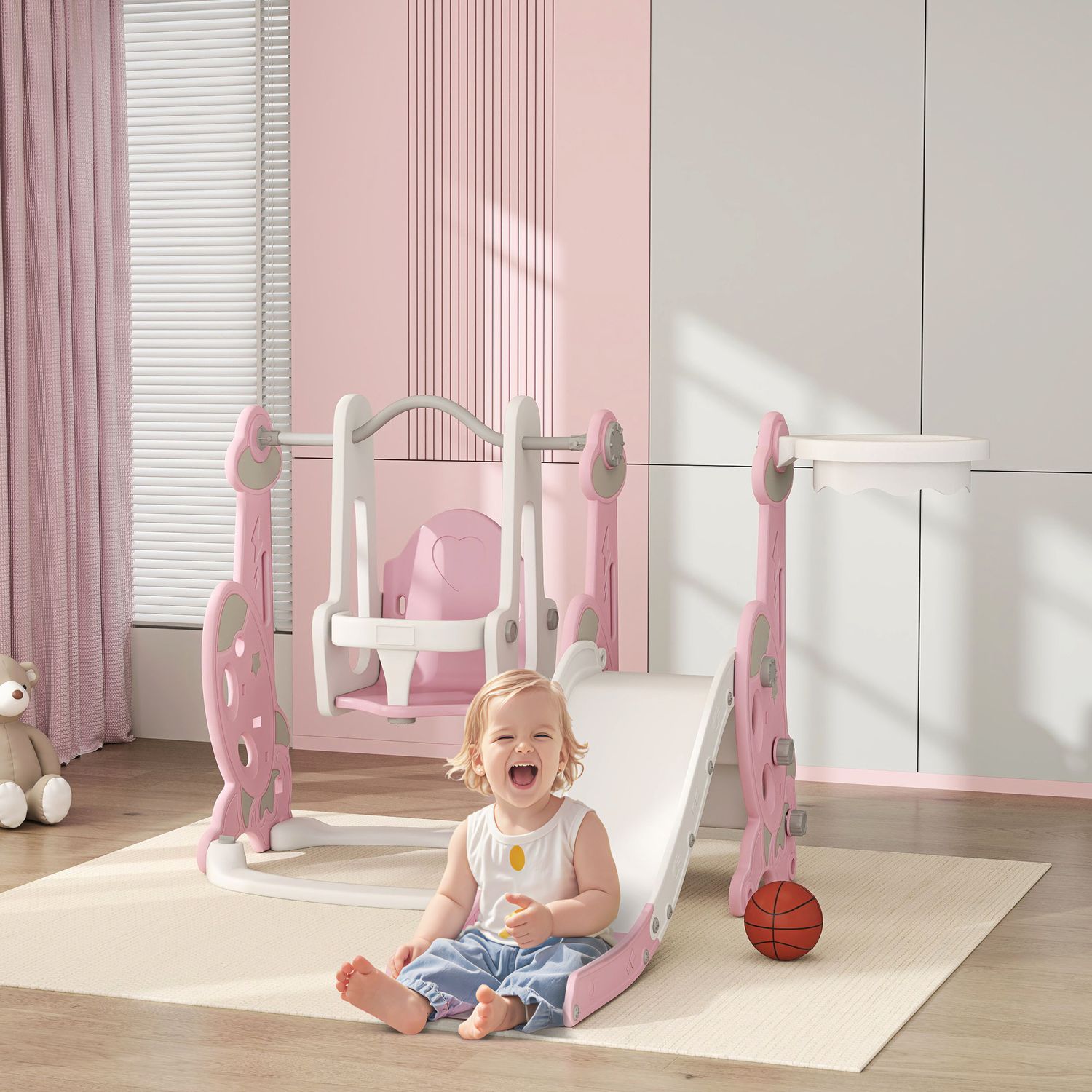 Tobogán Infantil 4 En 1 Con Columpio Y Tobogán Multicolor Aiyaplay