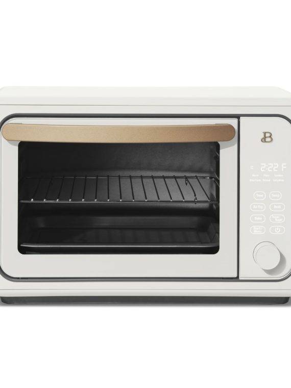 2026 Hermoso horno tostador con freidora de aire caliente táctil para 6 rebanadas, glaseado blanco por Drew Barrymore