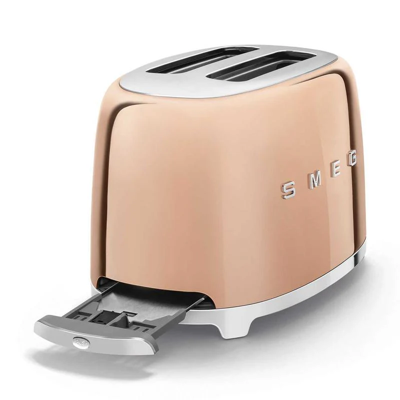 2026 Tostadora SMEG TSF01RGUK Retro 2 Rebanadas Estilo Años 50 – Oro Rosa