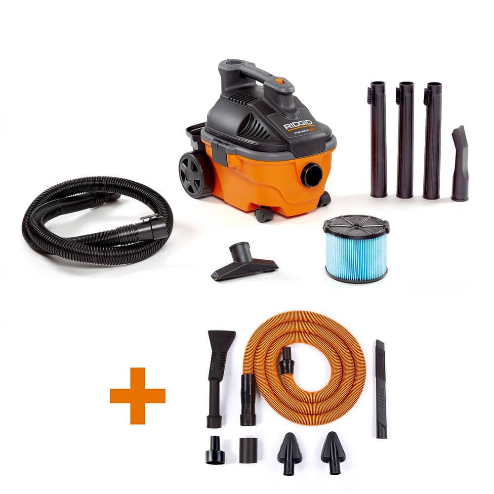2026 Aspiradora Portátil Húmeda/Seca de 4 Galones 5.0 HP Pico con Filtro de Polvo Fino, Manguera, Accesorios y Kit Premium para Limpieza de Automóviles WD4070C