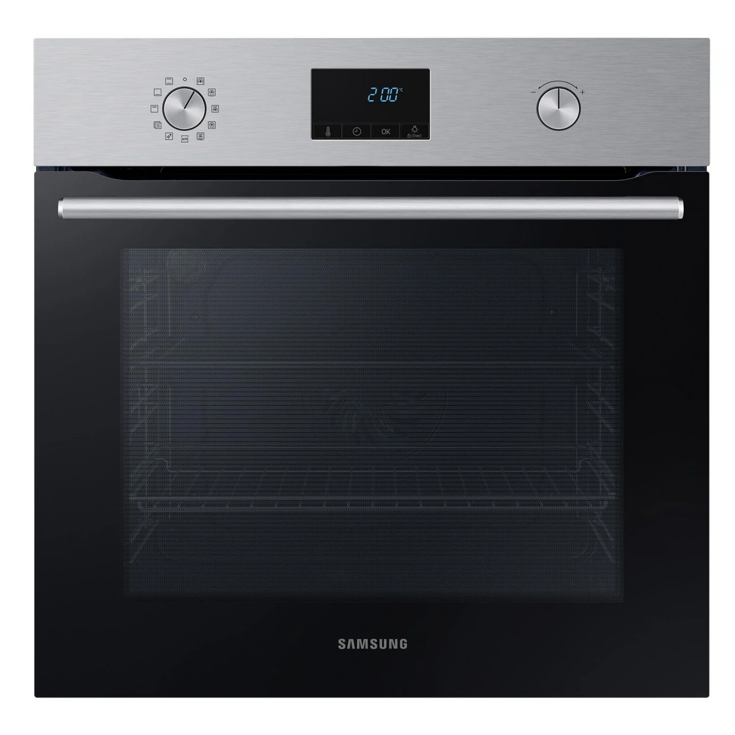 Horno Multifunción Samsung A NV68A1170BS, 1.8 kW, 68 L, Apertura Abatible, 7 Funciones de Cocción, Eficiencia A - Inox