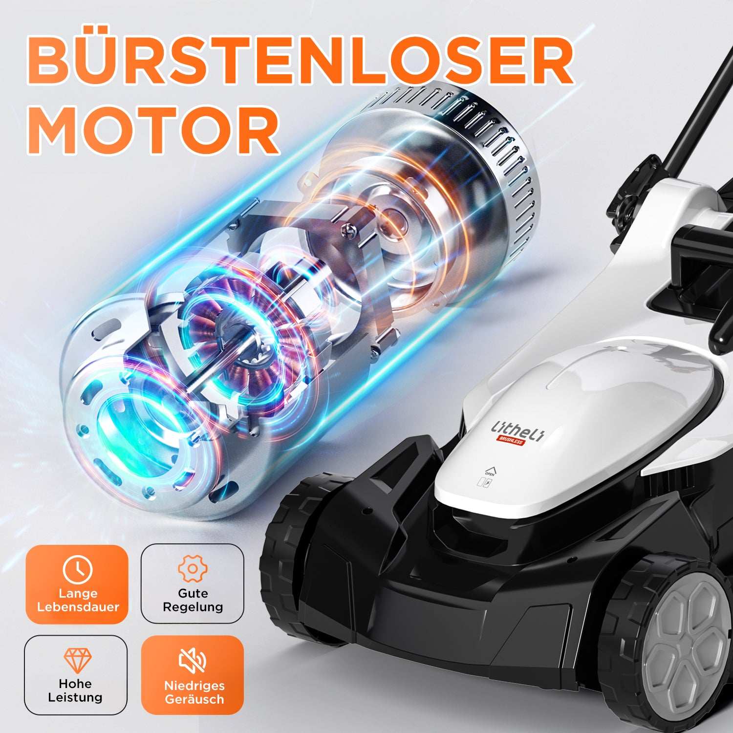 2026 Cortacésped inalámbrico U20 43 cm brushless | Incluye 2 × 4,0 Ah y 2 × 4,0 Ah SE baterías | Corte fácil hasta 1000 m²