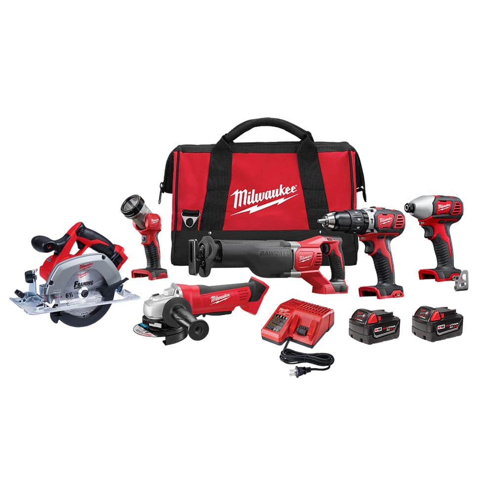 2026 Kit Combo Herramientas Inalámbricas Milwaukee M18 18V de Litio (6 Herramientas) con Dos Baterías de 3.0 Ah, 1 Cargador, 1 Maletín de Herramientas - Modelo 2696-26