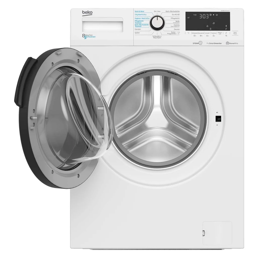 2026 Lavadora-secadora Beko WDW85141 Steam1, 1400 rpm, puerta XL, vapor, blanca