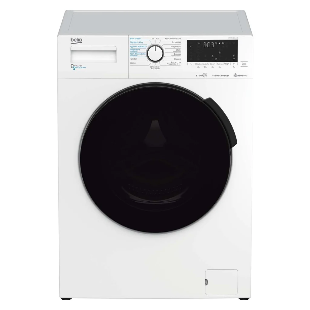 2026 Lavadora-secadora Beko WDW85141 Steam1, 1400 rpm, puerta XL, vapor, blanca
