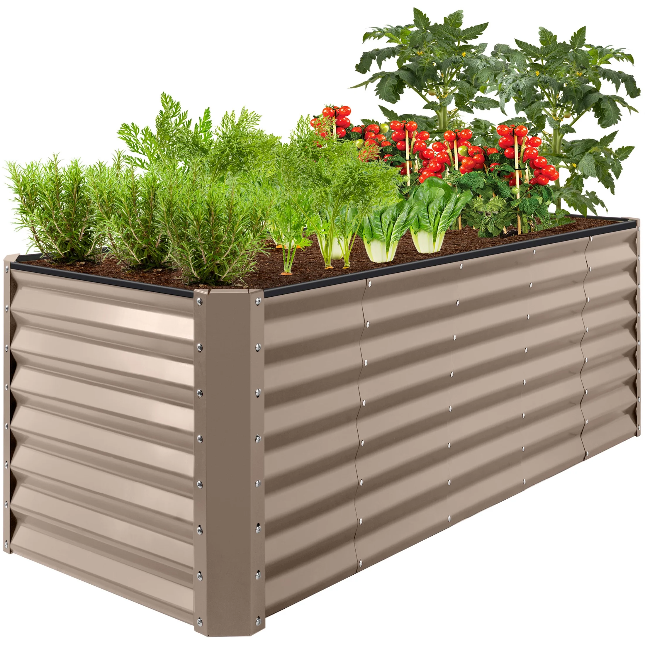 Cajón para verduras de metal Best Choice Products – 240 x 60 x 60 cm, color topo