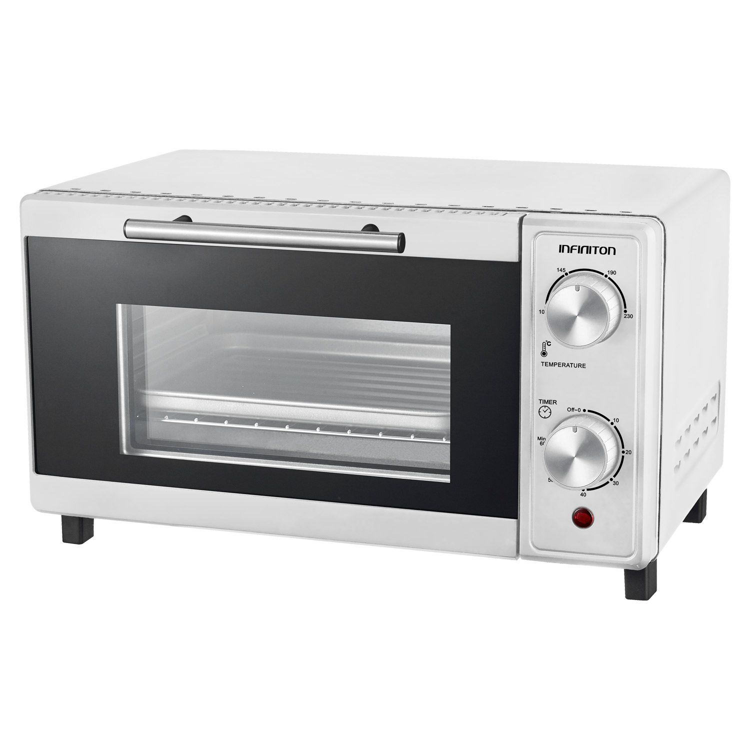 Infiniton Hsm-a9b – Horno Sobremesa, Blanco, 9l, 600w, Doble Acristalamiento, Control De Temperatura, Temporizador 60 Min.