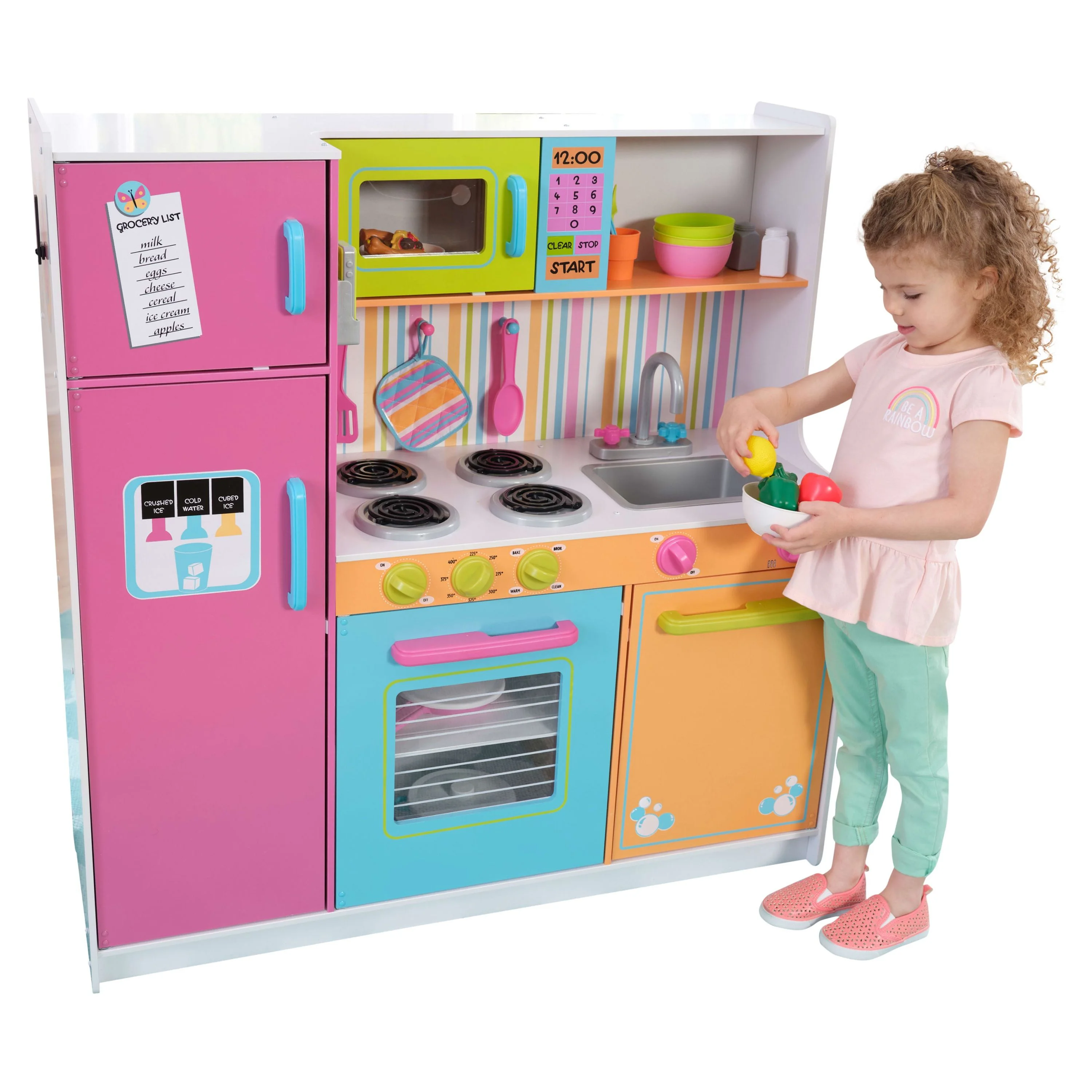 2025 Cocina de madera KidKraft Deluxe Big and Bright para niños, colores neón