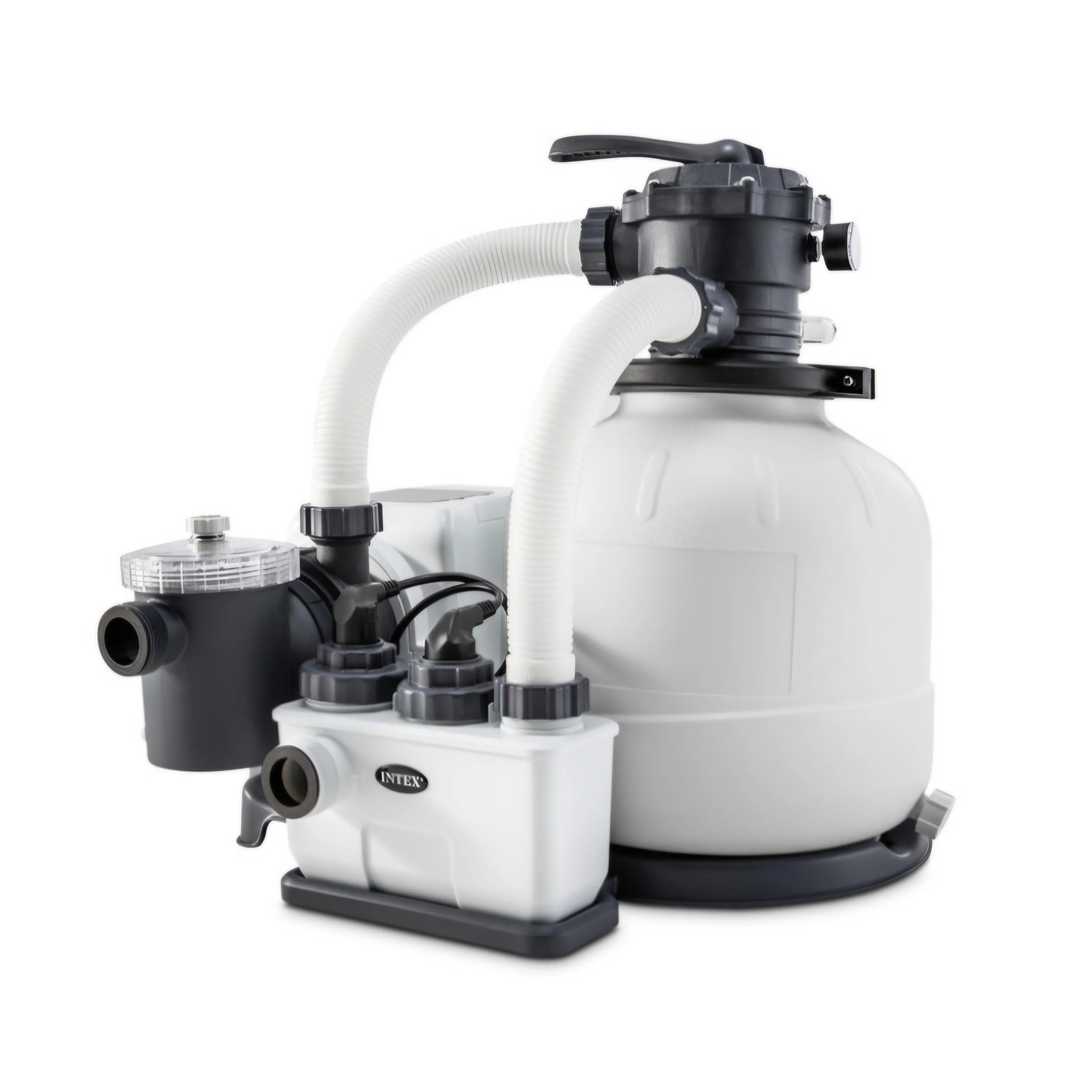 Bomba de filtro de arena Intex Krystal Clear™ de 8,500 galones y sistema de cloro para piscina de agua salada