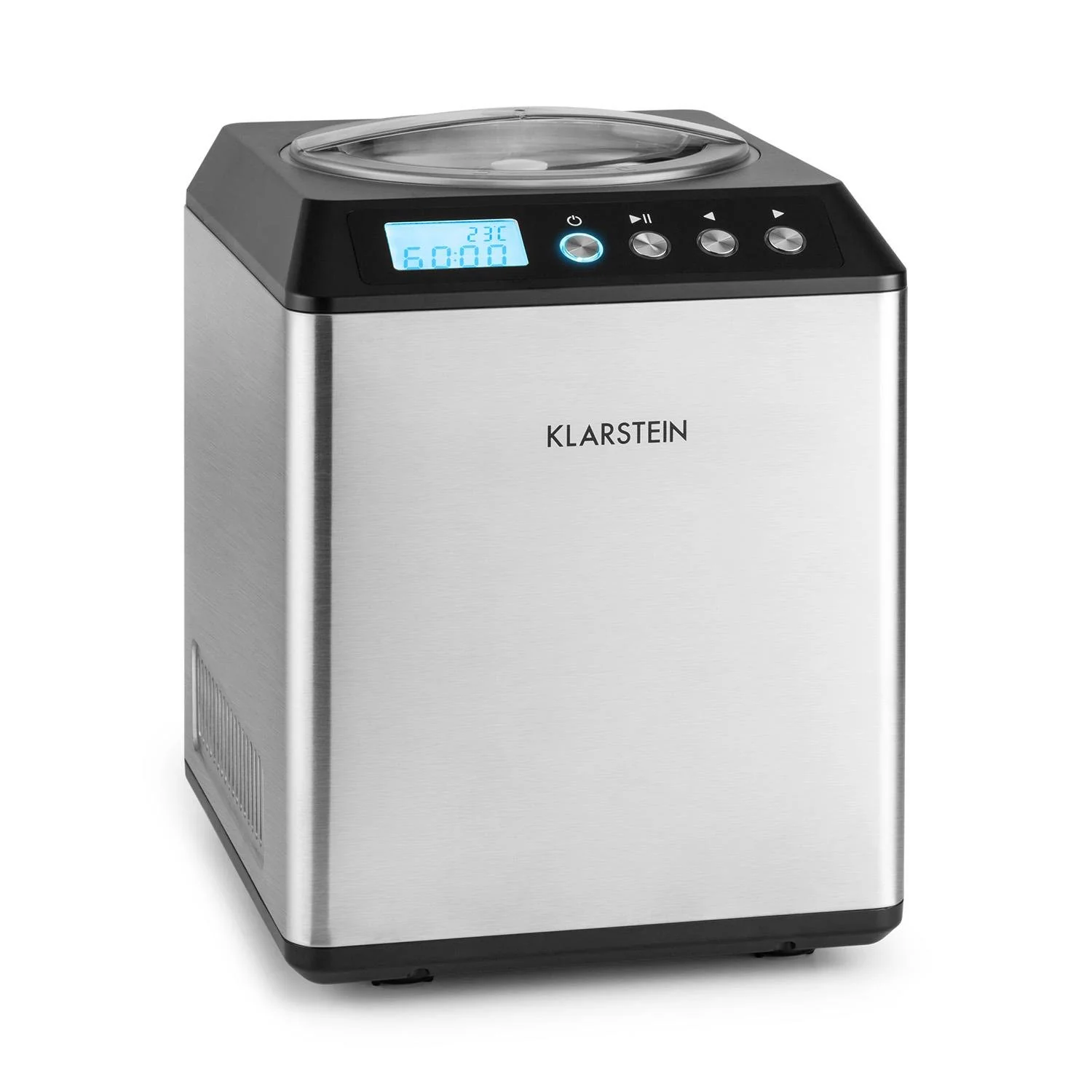2026 Máquina para Hacer Helado Klarstein Vanilla Sky – 2L, Compresor de 180 W, Acero Inoxidable, Función de Mantener Frío, Temporizador, Pantalla LED – Color Plata