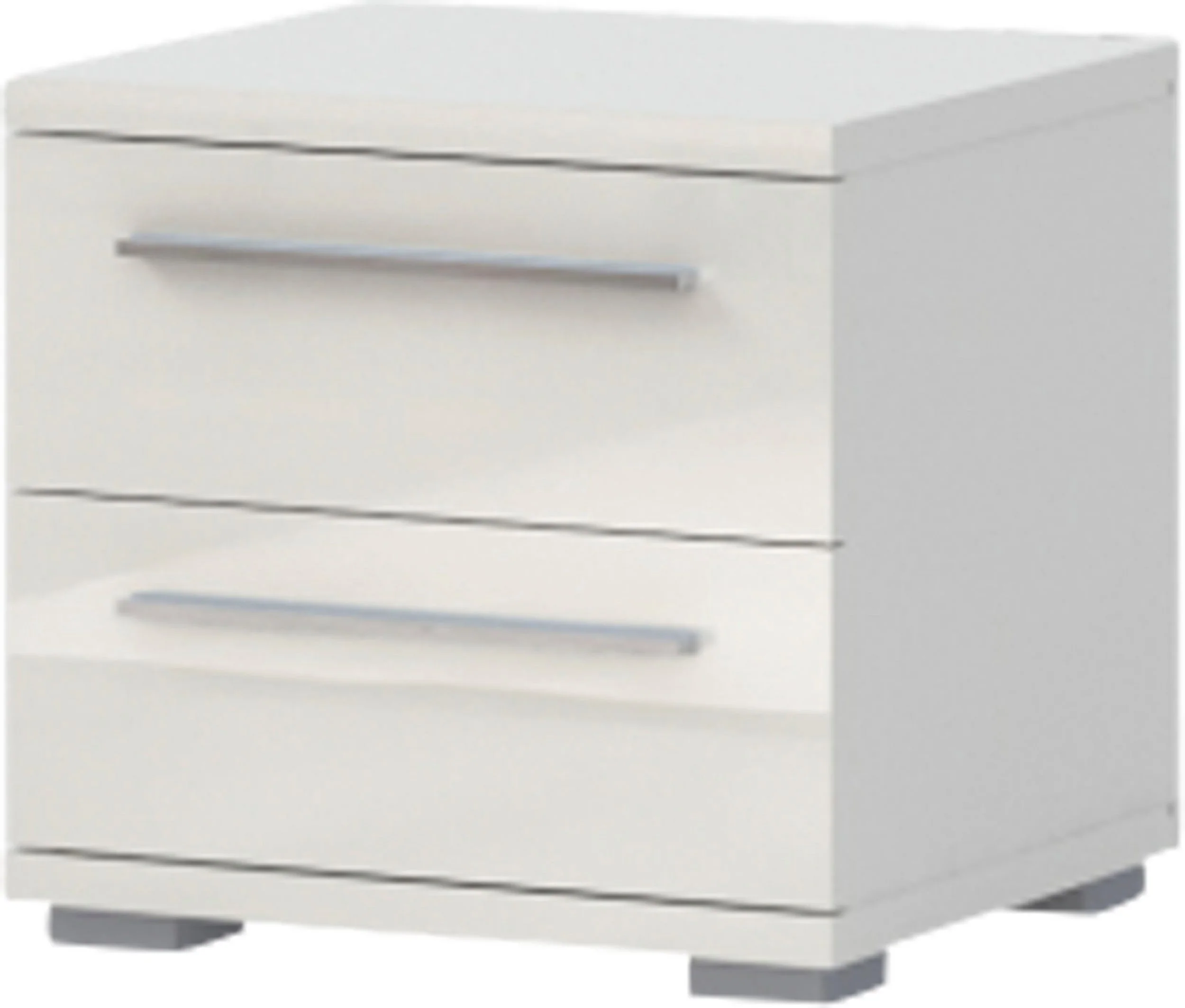 Mesita de noche Piano beige brillante con 2 cajones, 45 cm de ancho