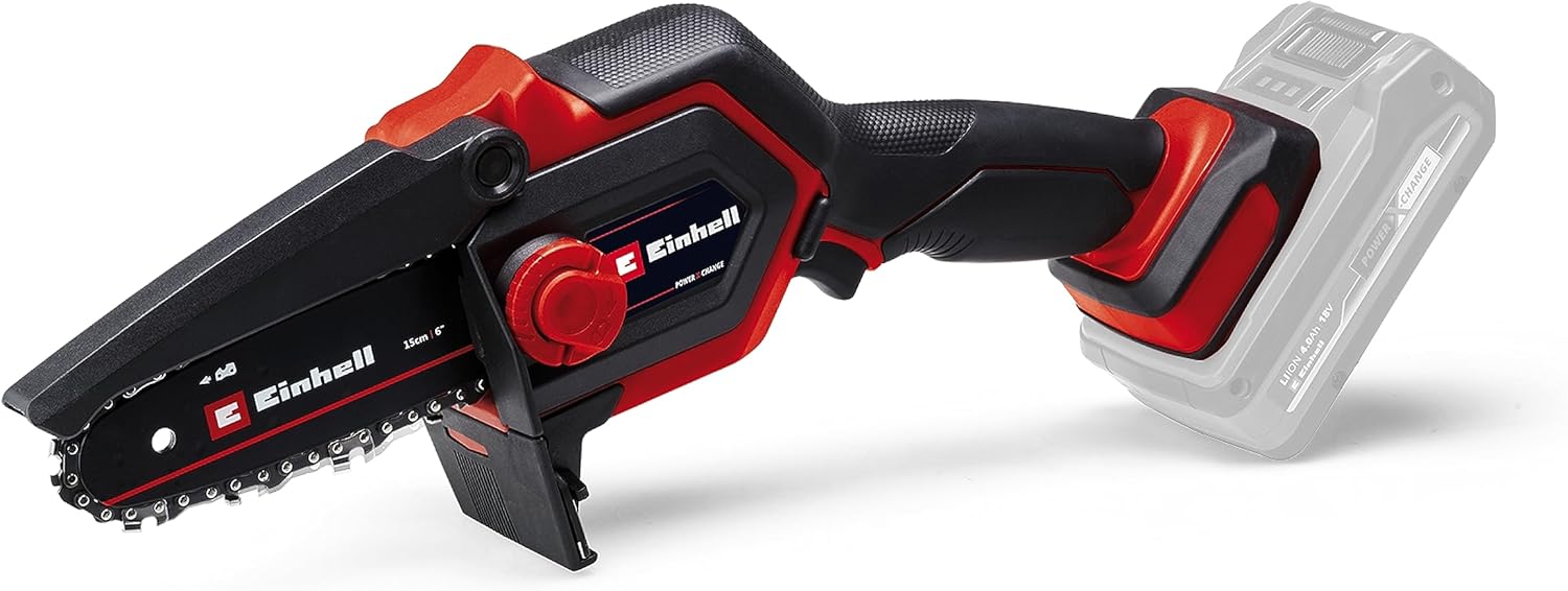 Einhell Motosierra para ramas con batería GE-PS 18/15 Li BL-Solo Power X-Change (18 V, sin escobillas, longitud de corte de 12,5 cm, cambio de espada y cadena sin herramientas, sin batería)