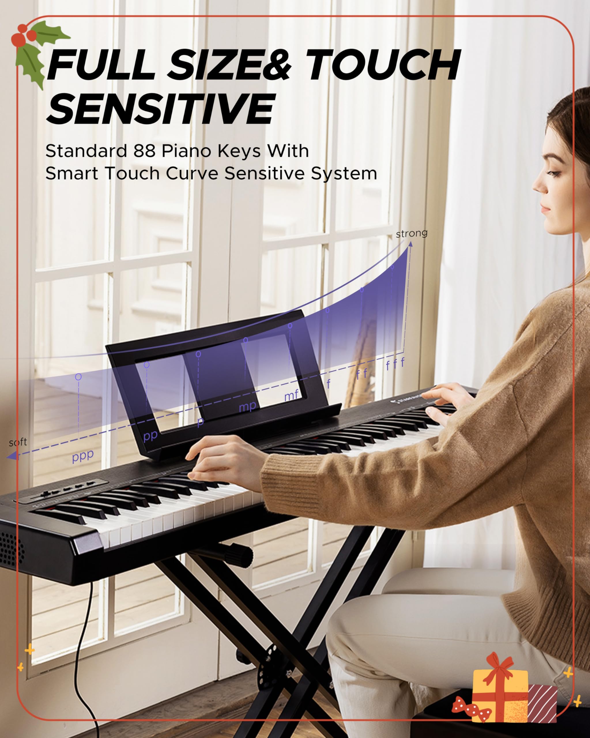 2026 Teclado eléctrico para principiantes Starfavor con teclas semi-pesadas (SP-10)