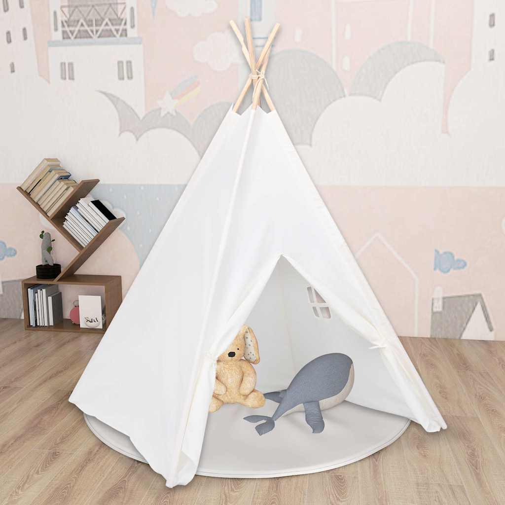 Tienda Tipi Niños Y Bolsa Piel Melocotón Blanco 120x120x150cm Vidaxl