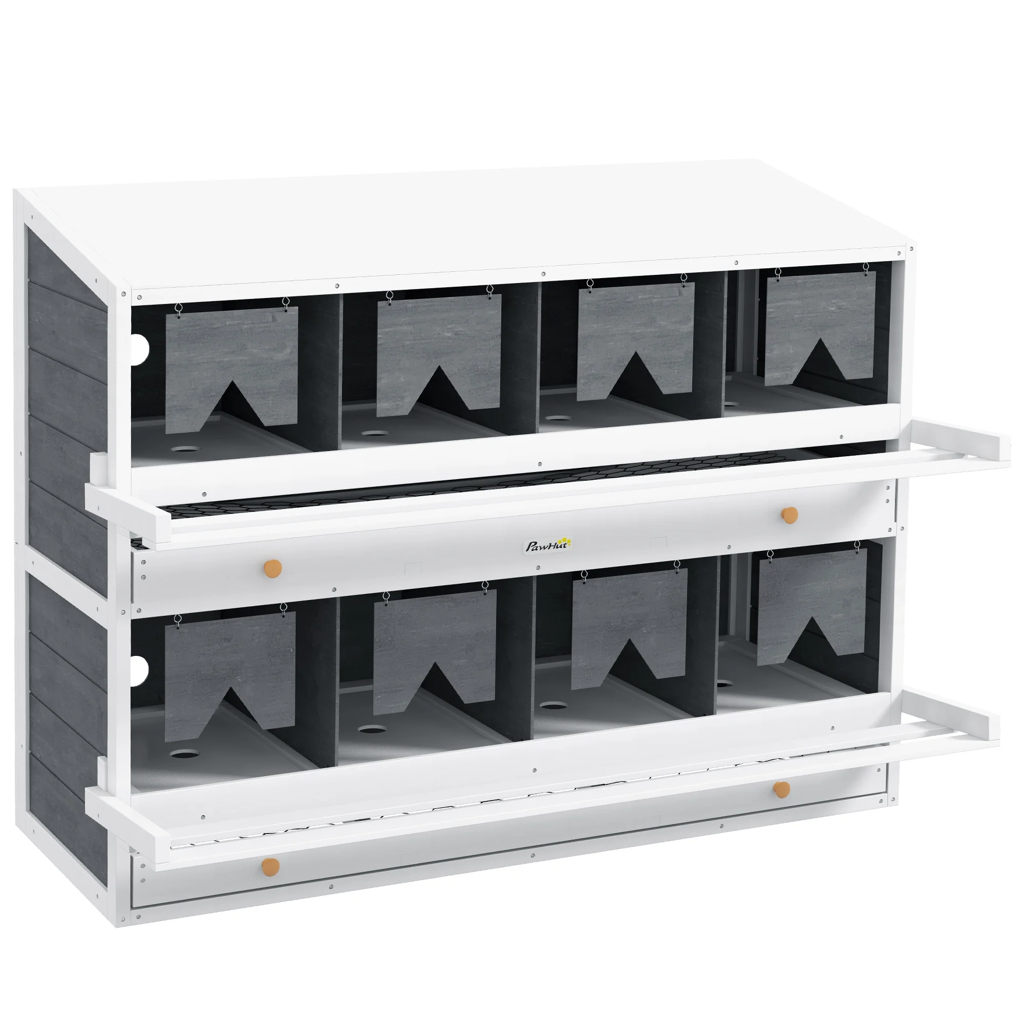 Nido para gallinas PawHut con 2 compartimentos para huevos y 8 bandejas para huevos