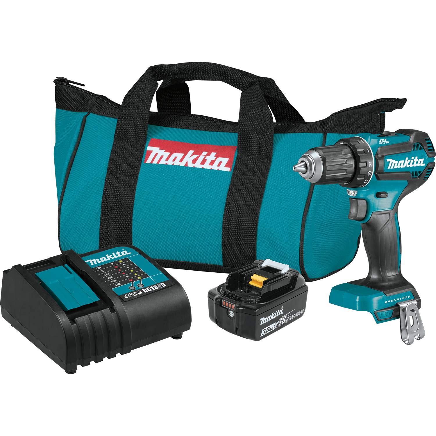 2026 Kit de taladro-atornillador inalámbrico Makita XFD131 LXTu00ae de 18 V y 1/2