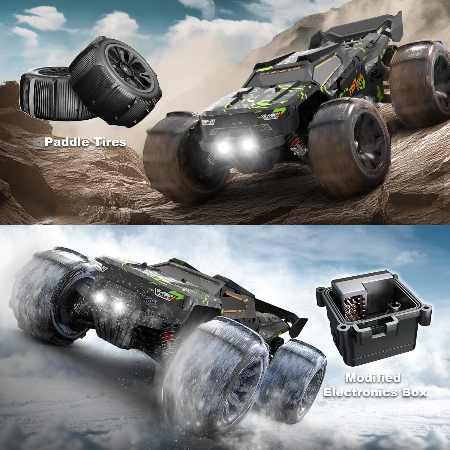 WIAORCHI 1/16 RTR Brushless Fast RC Cars, 42mph with 2 Batteries