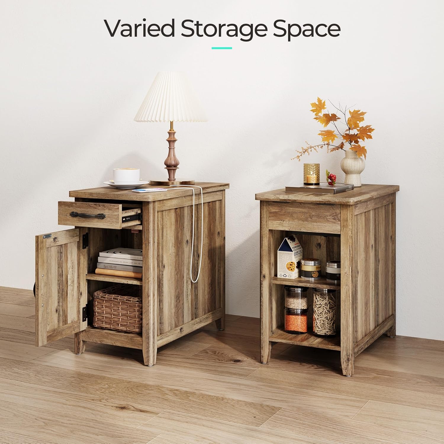 Farmhouse End Table Narrow Side Table Small Nightstand