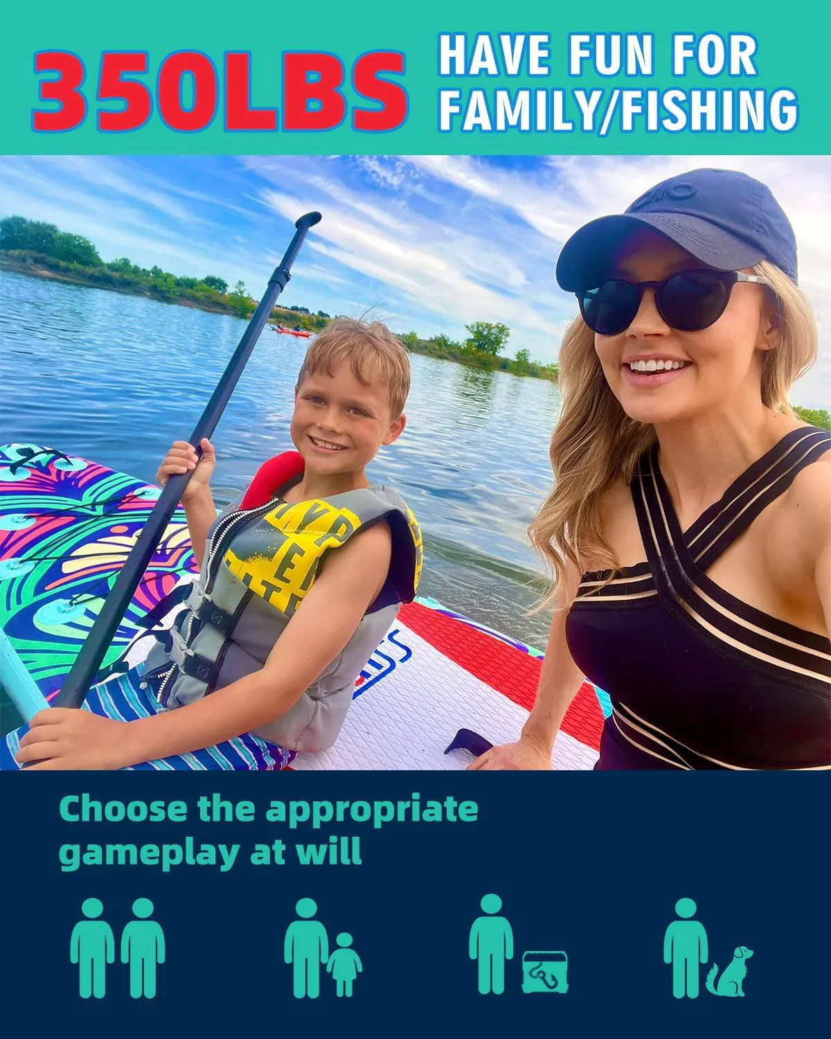 Inflatable wide SUP board with SUP carrying bag hand pump 10L waterproof bag