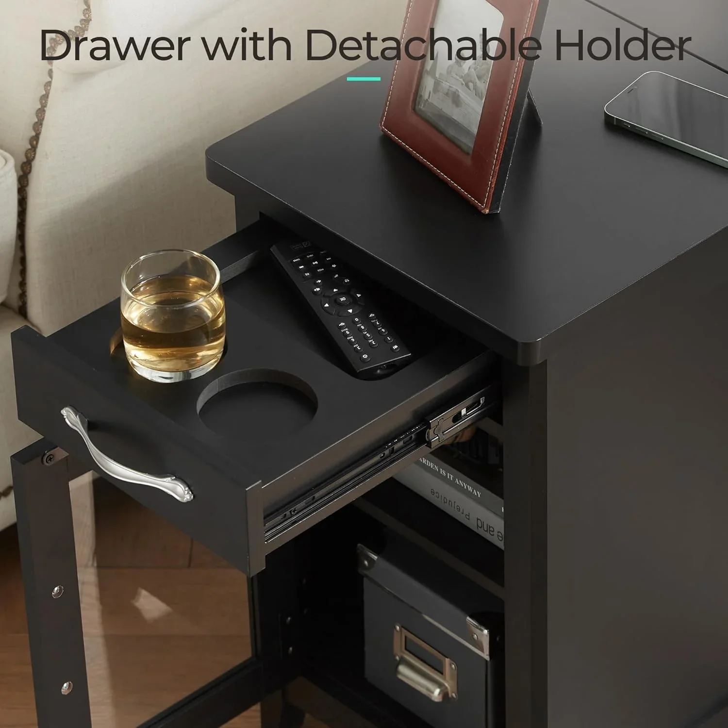 Farmhouse End Table Narrow Side Table Small Nightstand