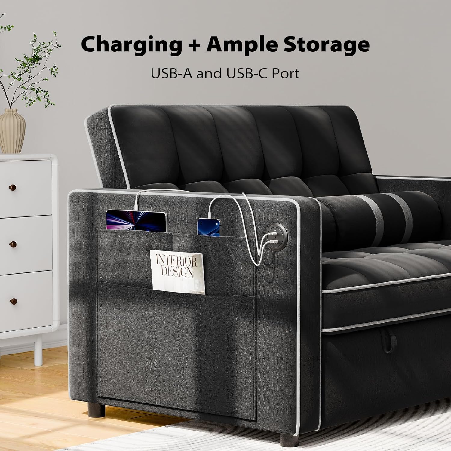 3 in 1 Convertible Sleeper Sofa Bed