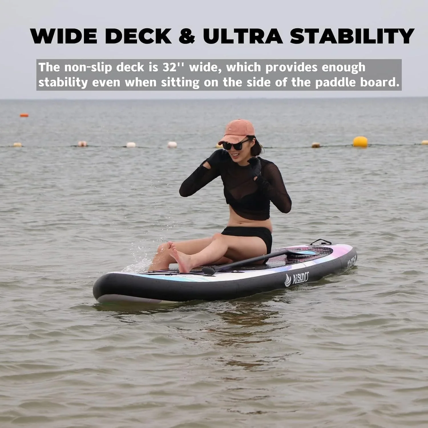Inflatable wide SUP board with SUP carrying bag hand pump 10L waterproof bag
