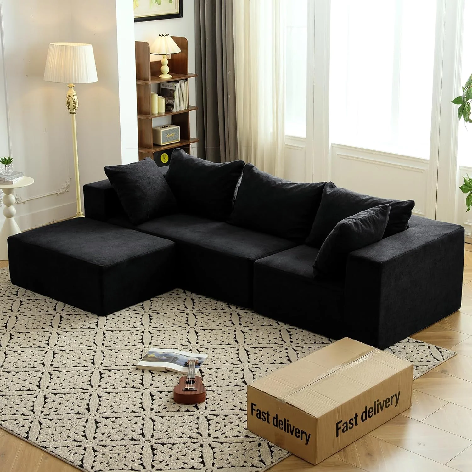Vamcheer Modular Sectional Sofa Modern L Shaped Boneless Couch Upholstered Sectional Couches