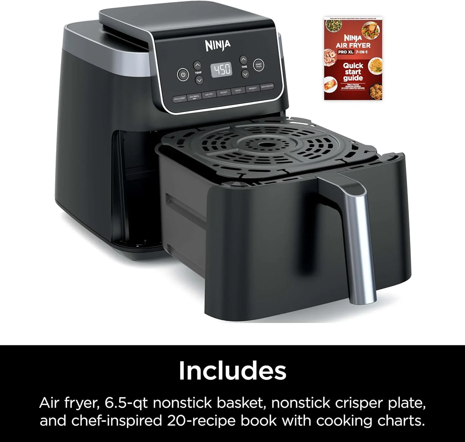 Ninja Air Fryer Pro XL 6-in-1 with 6.5 QT Capacity Max Crisp Air Fry Air Roast Bake
