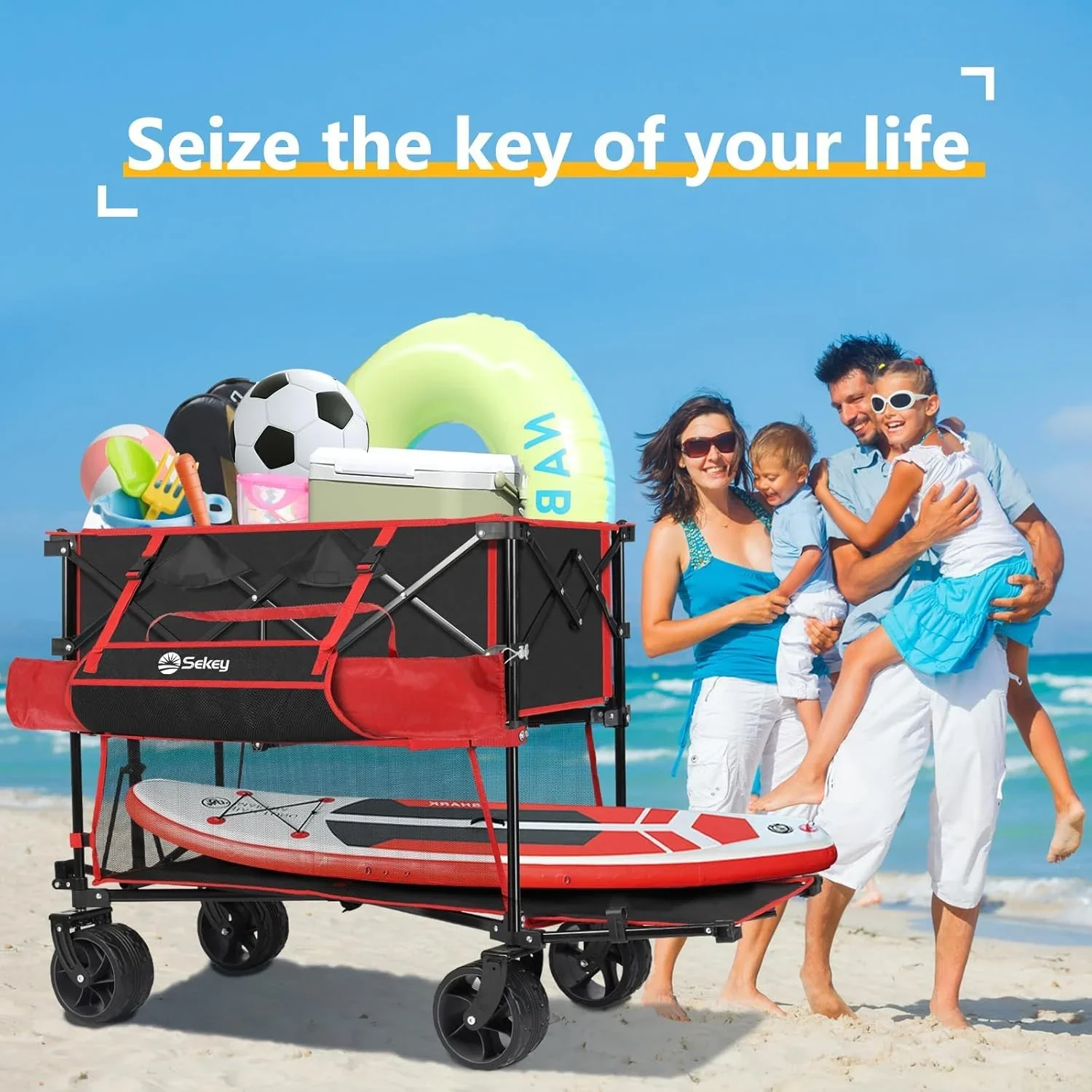 400L Large Capacity Folding Double Decker Wagon with Brakes 50