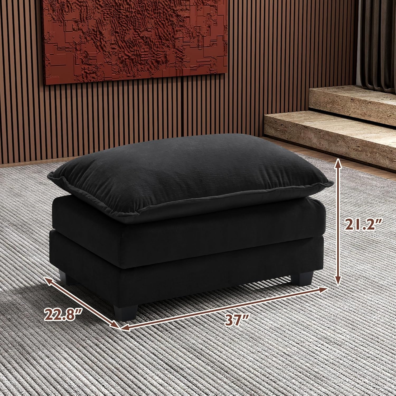 111.4 Inch L Shaped Modern Sofa Modular Cloud Sofa with Ottoman 4 Seater Chenille Deep Seat Sofa