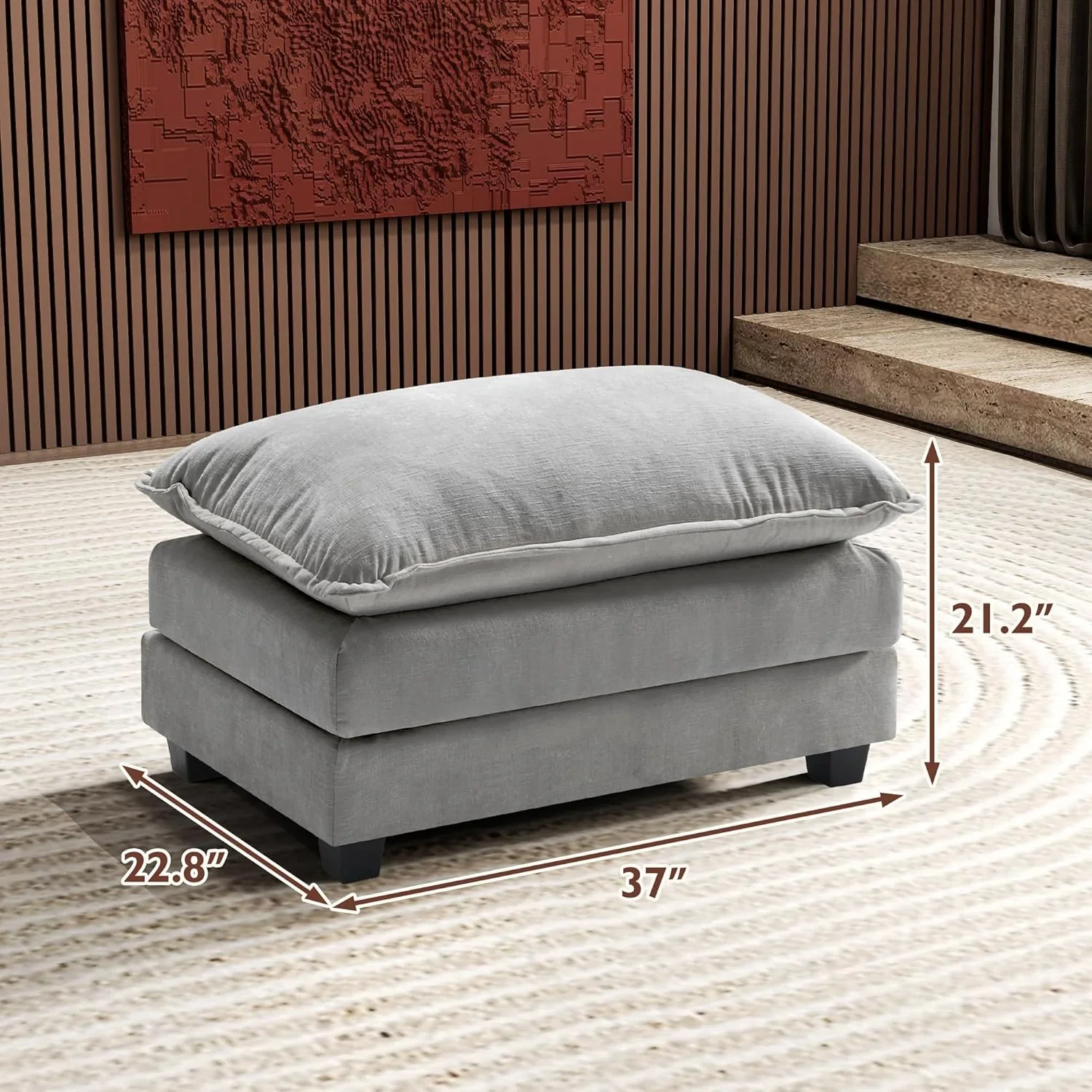 111.4 Inch L Shaped Modern Sofa Modular Cloud Sofa with Ottoman 4 Seater Chenille Deep Seat Sofa