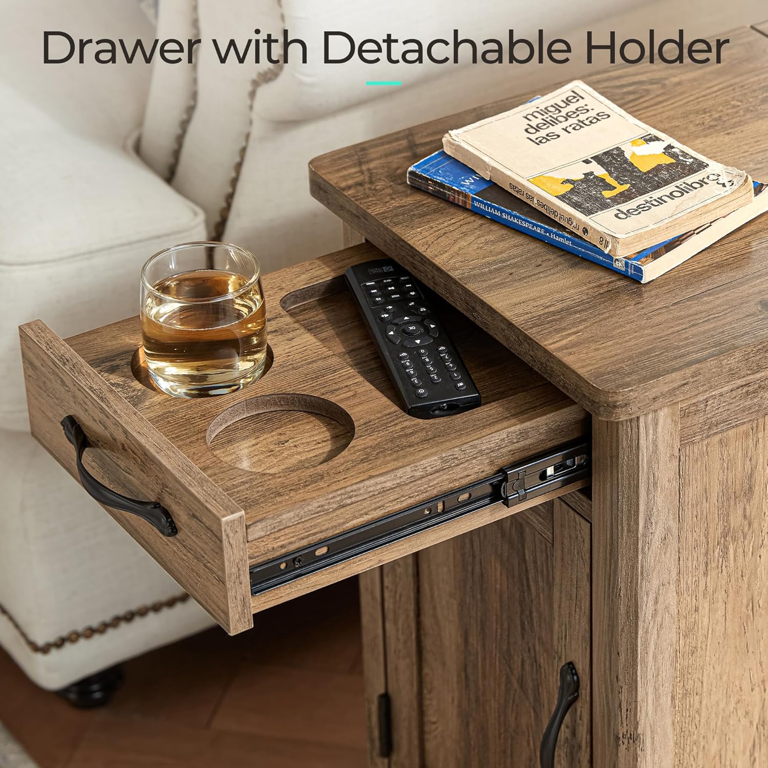 Farmhouse End Table Narrow Side Table Small Nightstand