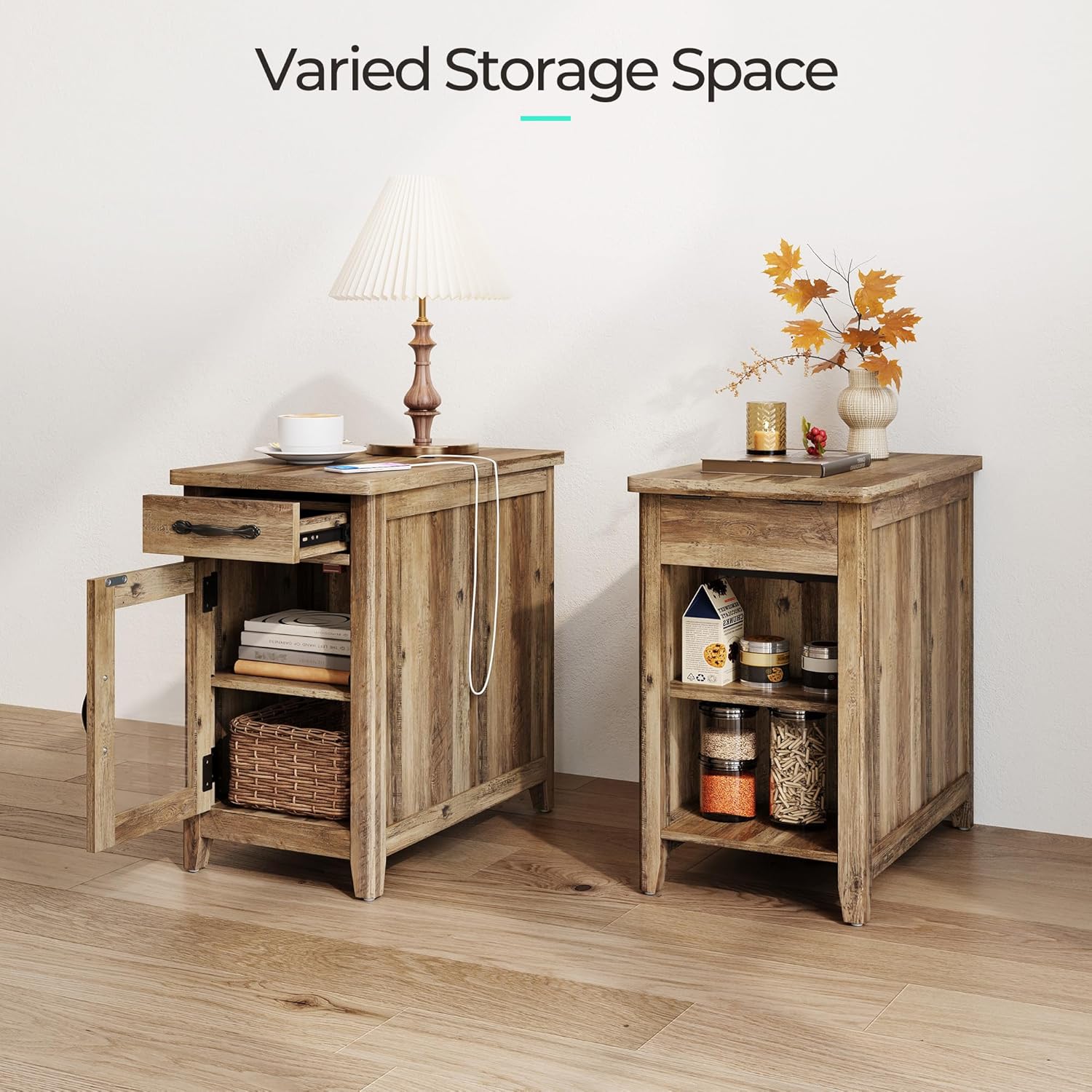 Farmhouse End Table Narrow Side Table Small Nightstand