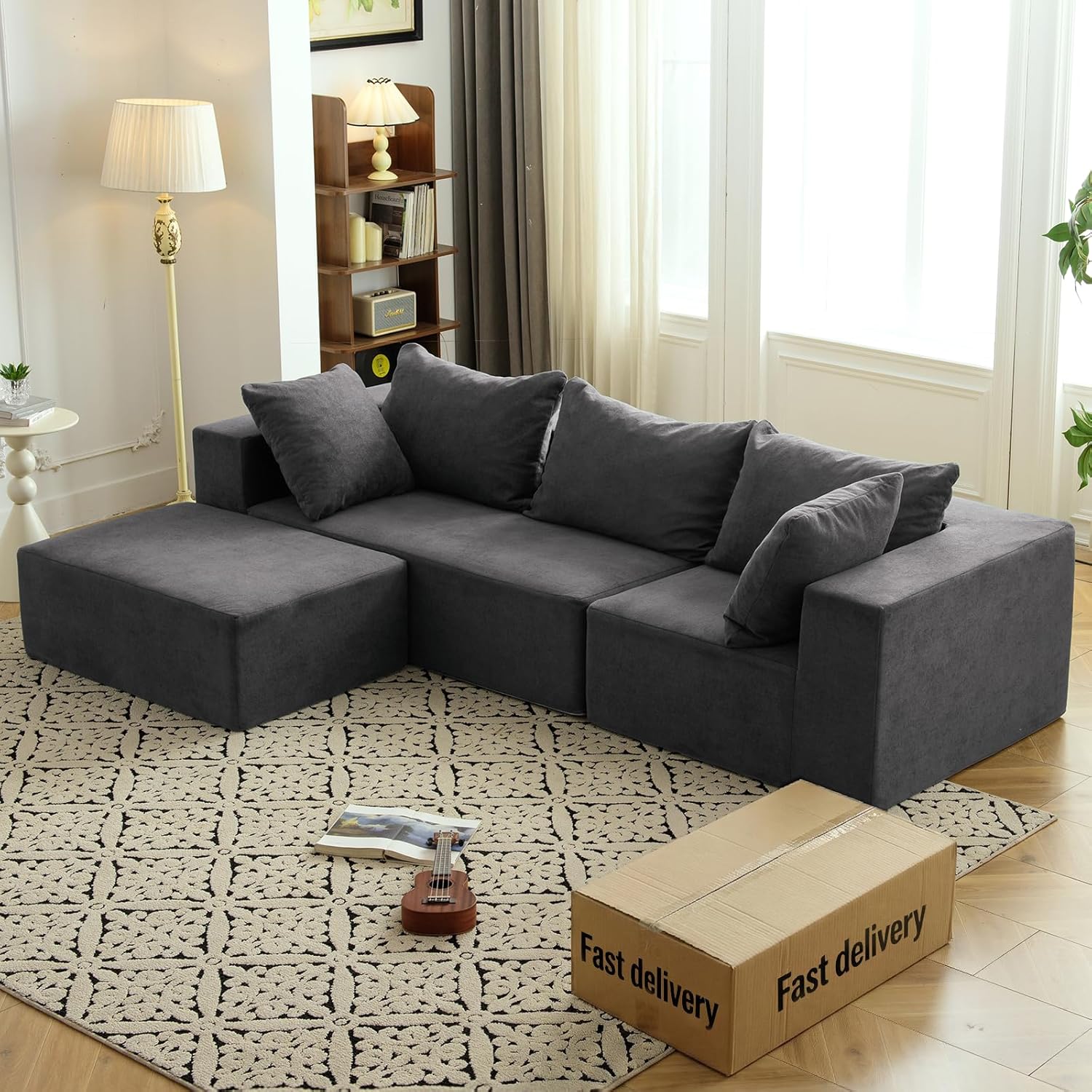 Vamcheer Modular Sectional Sofa Modern L Shaped Boneless Couch Upholstered Sectional Couches