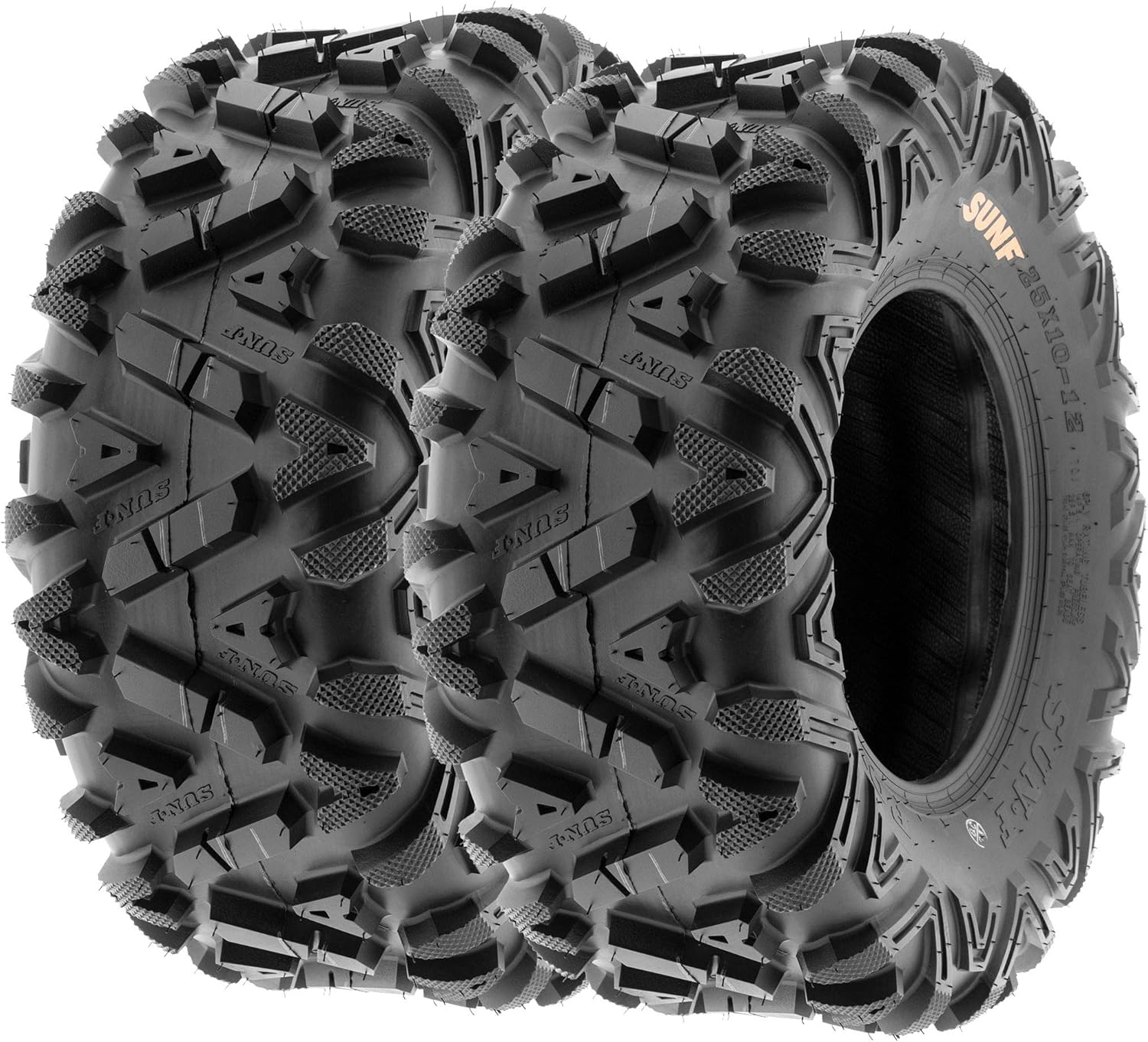 Set of 4 ATV UTV all-terrain Tires 25x8-12 Front & 25x10-12 Rear, 6 PR, Tubeless A033