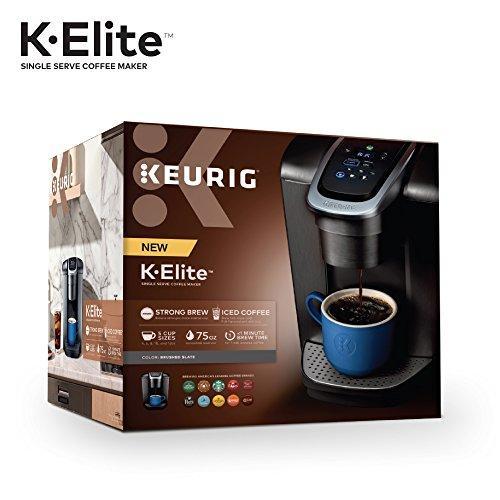 Keurig K Elite Coffee Maker, Single Serve K Cup Pod Coffee Brewer, With Iced Coffee Capability, Brushed Slate