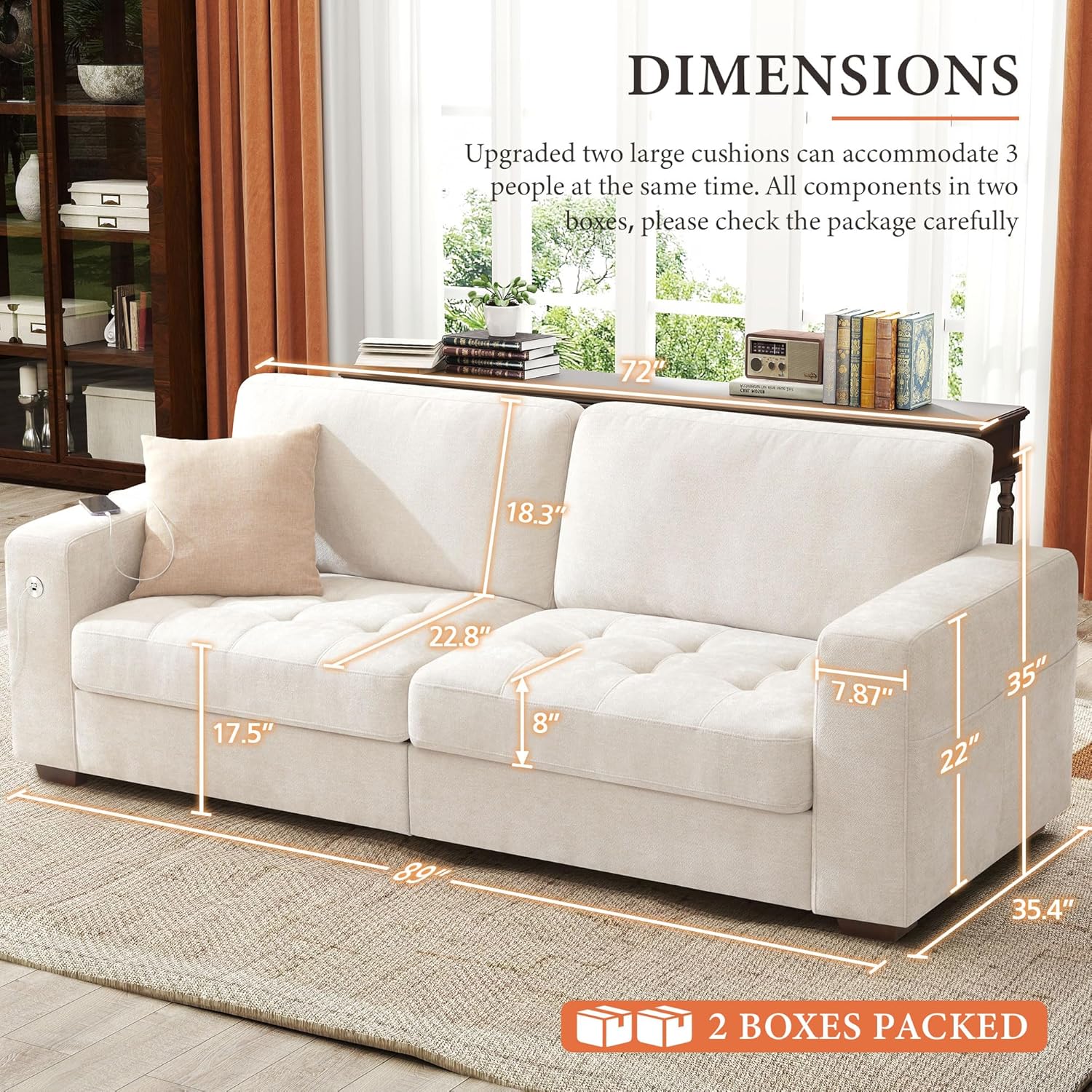 111.4 Inch L Shaped Modern Sofa Modular Cloud Sofa with Ottoman 4 Seater Chenille Deep Seat Sofa