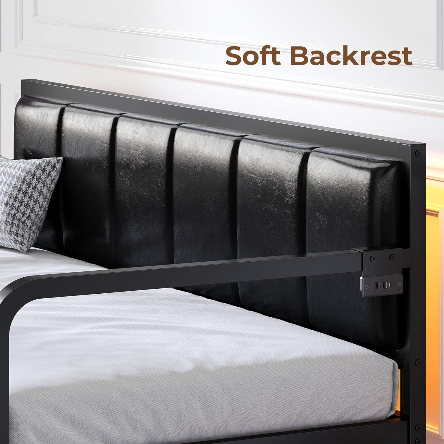 Rolanstar Daybed with Charging Station and LED Lights Height Adjustable Twin Daybed