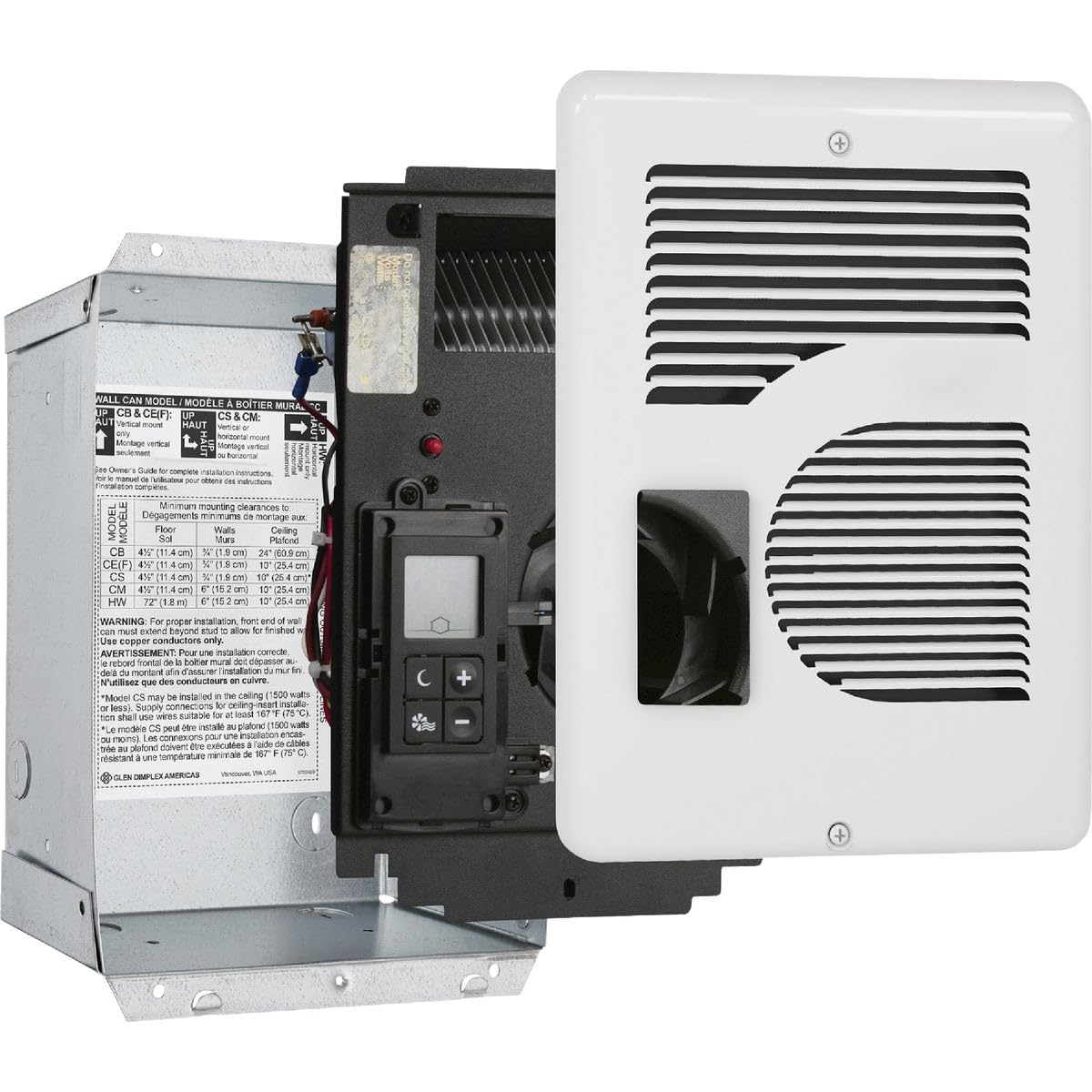 Cadet Energy Plus Wall Heater, Digital Thermostat, 240/208/120V, White