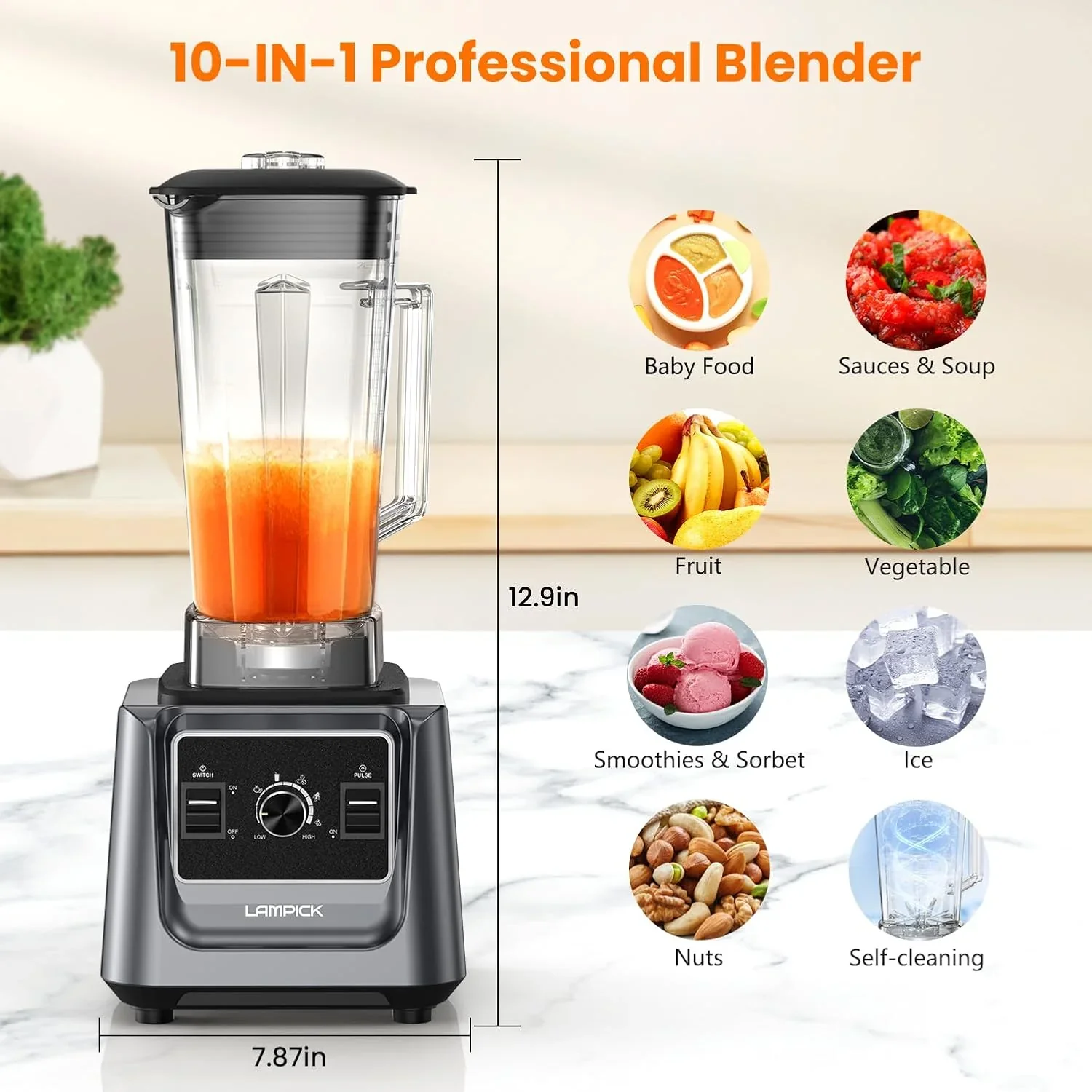 KitchenAid Blender 2000W Professional-Grade High-Speed Countertop Blender with 68oz Blending Jar