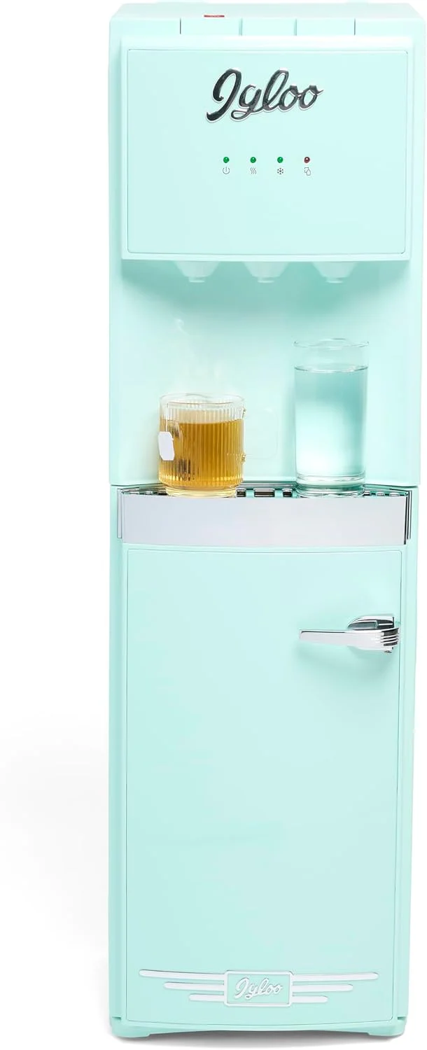 Igloo Top Loading Water Cooler Hot Cold Dispenser Black Stainless Steel