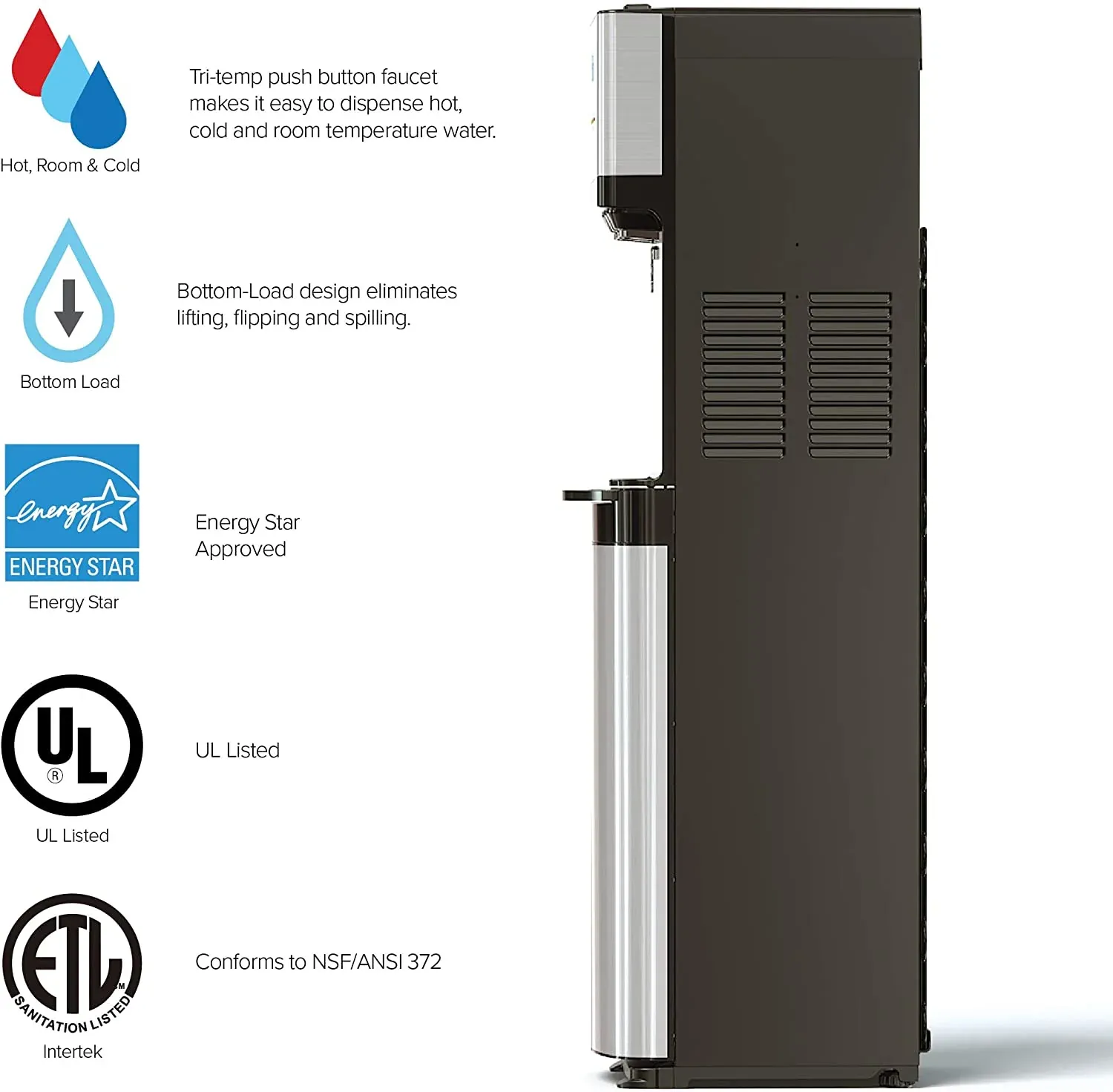 Brio Self Cleaning Bottom Loading Water Cooler Water Dispenser- 3 Temperature Settings