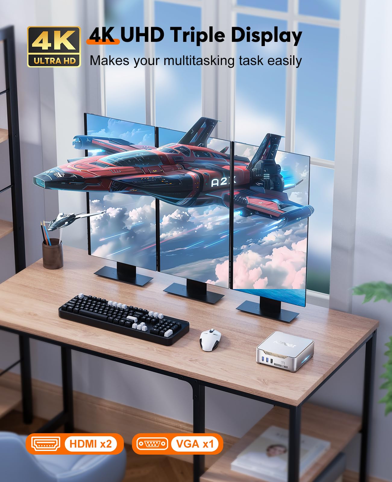 KAMRUI GK3Plus Mini PC, 16GB RAM 512GB M.2 SSD Mini Computers