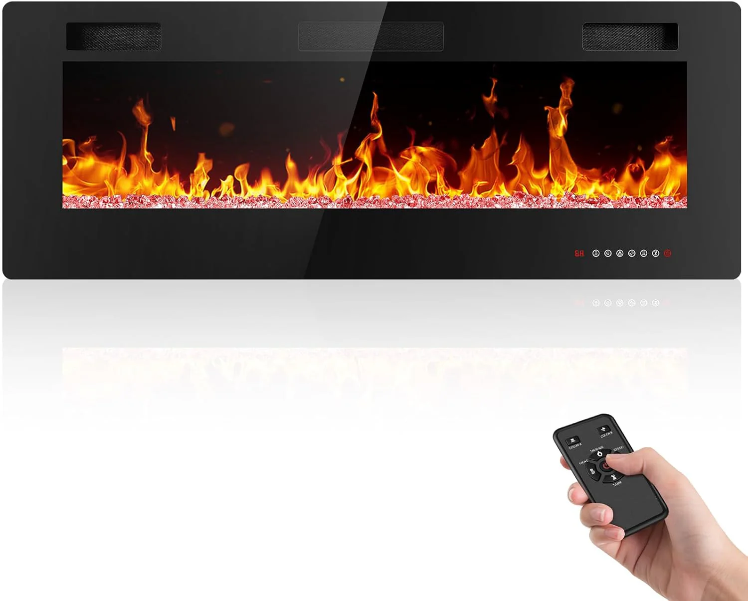 36 Inch Electric Fireplace Insert Ultra Thin Recessed Wall Mounted Fireplace Heater