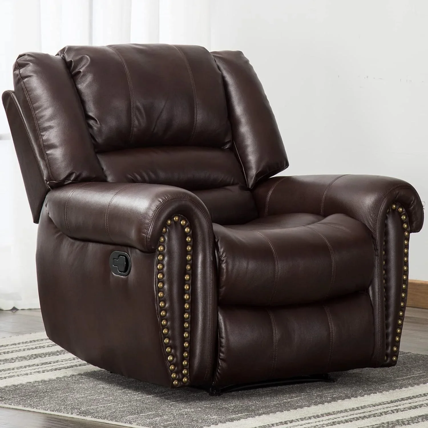 Leather recliner classic traditional manual recliner single sofa for living room