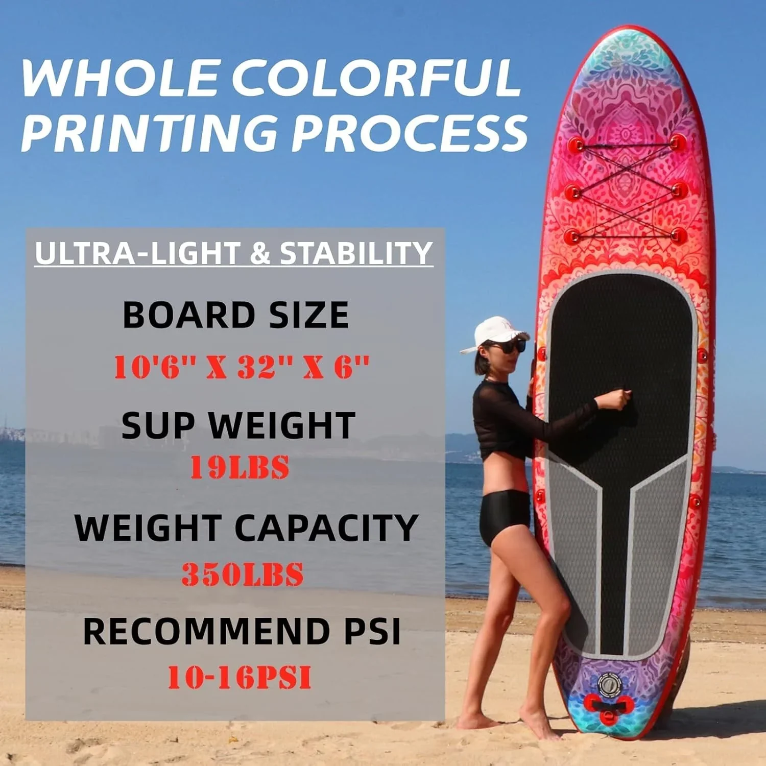 Inflatable wide SUP board with SUP carrying bag hand pump 10L waterproof bag