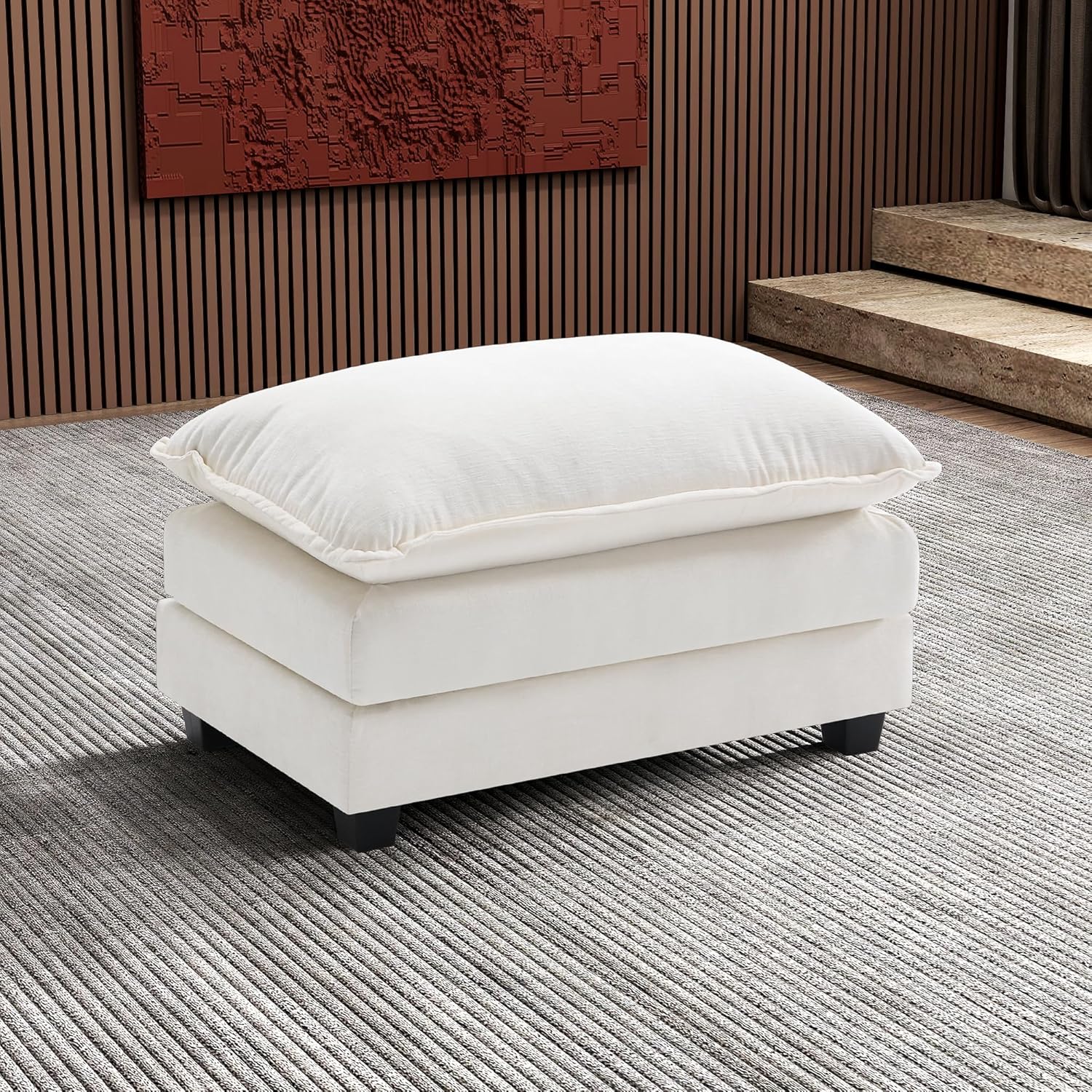 111.4 Inch L Shaped Modern Sofa Modular Cloud Sofa with Ottoman 4 Seater Chenille Deep Seat Sofa