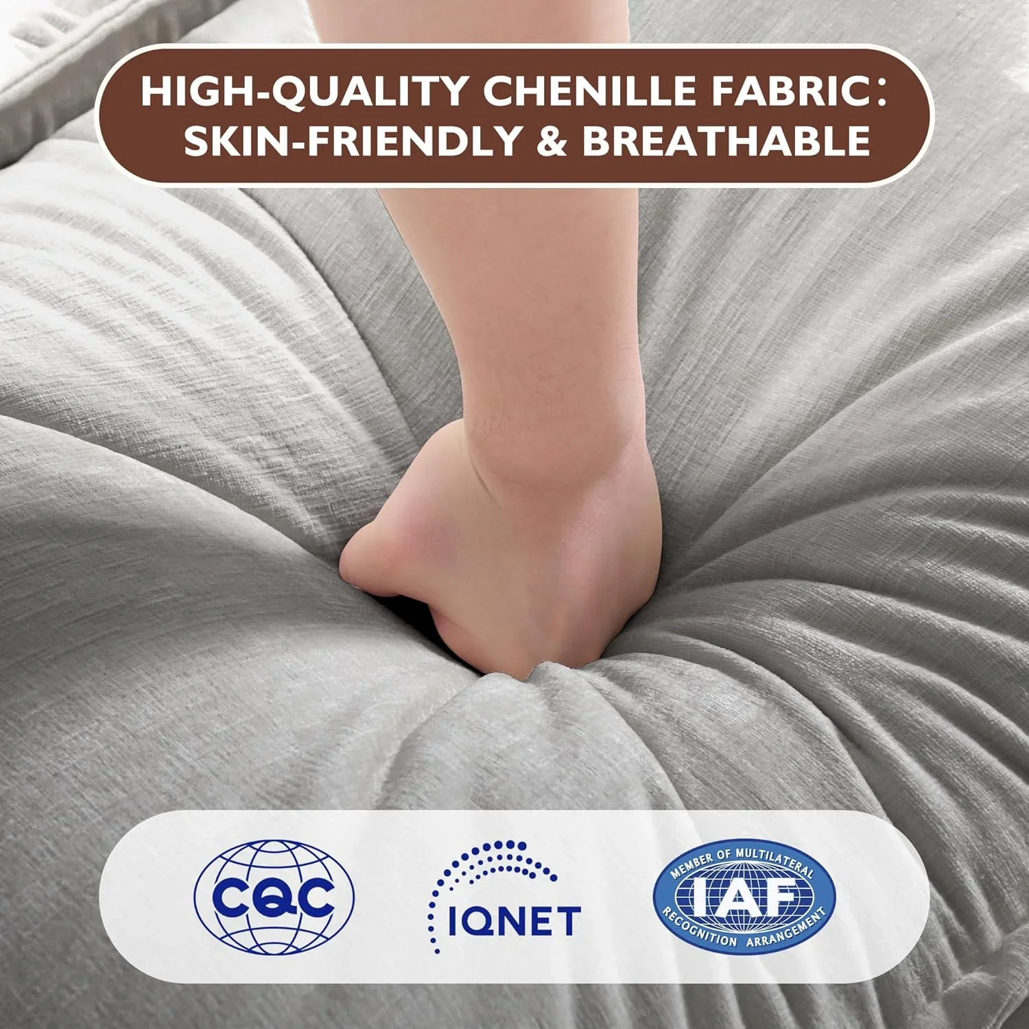 111.4 Inch L Shaped Modern Sofa Modular Cloud Sofa with Ottoman 4 Seater Chenille Deep Seat Sofa